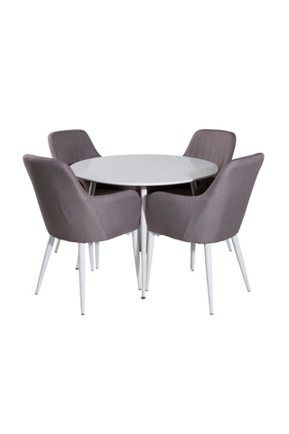 Venture Home Plaza Runt Bord 100 cm - Vit skiva / Vita ben +Komfortstol 2-pack Polargrå - Vita ben _4