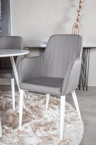 Venture Home Plaza Runt Bord 100 cm - Vit skiva / Vita ben +Komfortstol 2-pack Polargrå - Vita ben _4