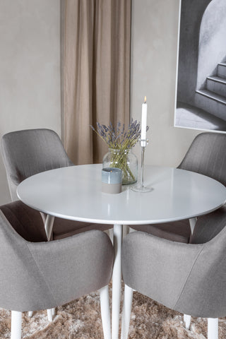 Venture Home Plaza Runt Bord 100 cm - Vit skiva / Vita ben +Komfortstol 2-pack Polargrå - Vita ben _4