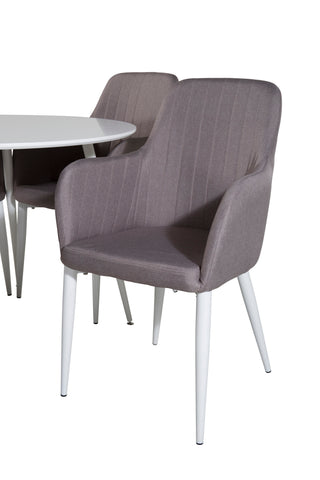 Venture Home Plaza Runt Bord 100 cm - Vit skiva / Vita ben +Komfortstol 2-pack Polargrå - Vita ben _4