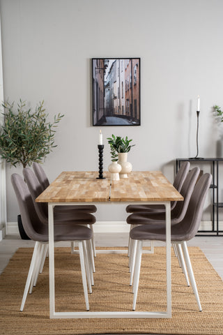 Venture Home Cirebon Matbord 200*90cm - Teak / Vit +Polar Matstol - Vit / Mellangrå _6