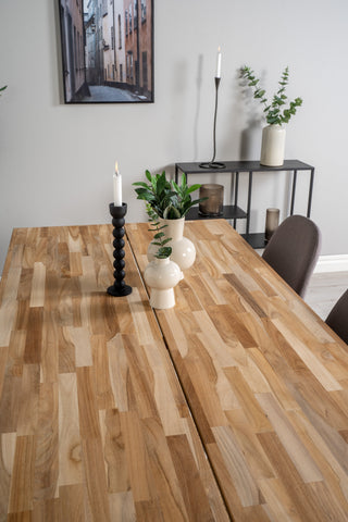 Venture Home Cirebon Matbord 200*90cm - Teak / Vit +Polar Matstol - Vit / Mellangrå _6