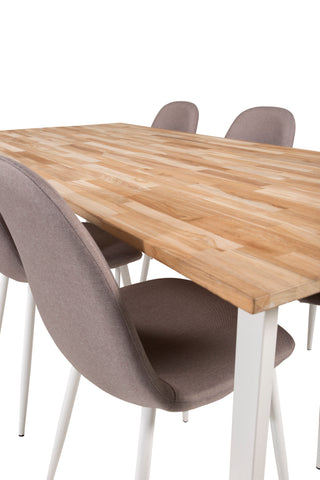 Venture Home Cirebon Matbord 200*90cm - Teak / Vit +Polar Matstol - Vit / Mellangrå _6