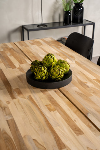 Venture Home Cirebon Matbord 200*90cm - Teak / Svart +Polly Matstol 2-pack - Svart / Svart _6