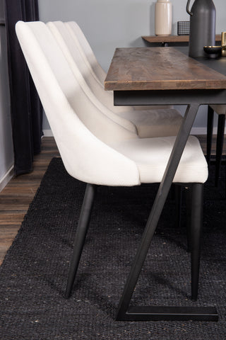 Venture Home Jakarta Matbord - Svart / mörk Teak - 200*90*H75 +Leone Matbordsstol - Svarta ben / Beige manchester _6