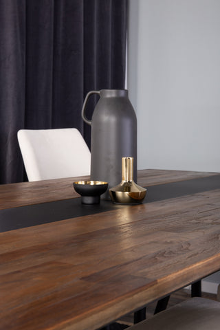 Venture Home Jakarta Matbord - Svart / mörk Teak - 200*90*H75 +Leone Matbordsstol - Svarta ben / Beige manchester _6