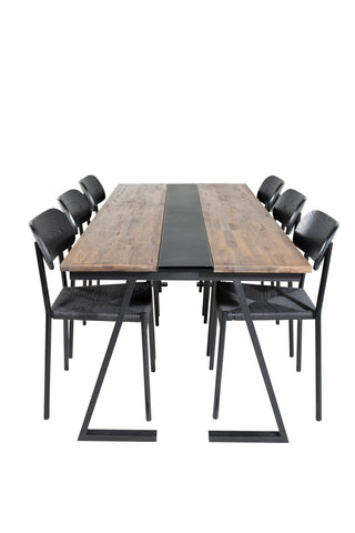 Venture Home Jakarta Matbord - Svart / mörk Teak - 200*90*H75 +Polly Matbordsstol 2-pack - Svart / Svart _6