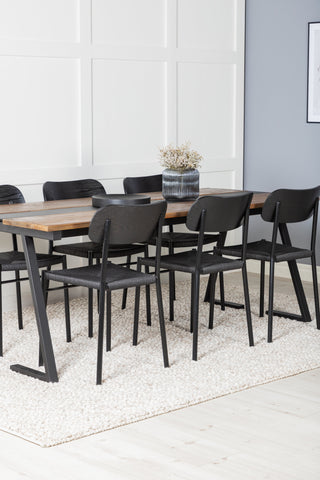 Venture Home Jakarta Matbord - Svart / mörk Teak - 200*90*H75 +Polly Matbordsstol 2-pack - Svart / Svart _6