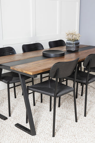 Venture Home Jakarta Matbord - Svart / mörk Teak - 200*90*H75 +Polly Matbordsstol 2-pack - Svart / Svart _6