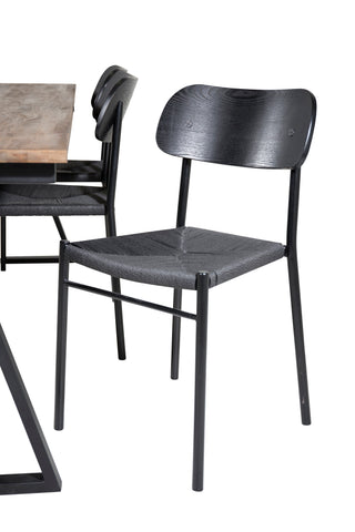 Venture Home Jakarta Matbord - Svart / mörk Teak - 200*90*H75 +Polly Matbordsstol 2-pack - Svart / Svart _6