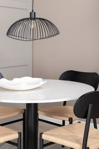 Venture Home Razzia Matbord 106cm -Vit Terazzo / Svart +Polly Steel Matstol 2-pack, K/D, Svart bakljussits _4