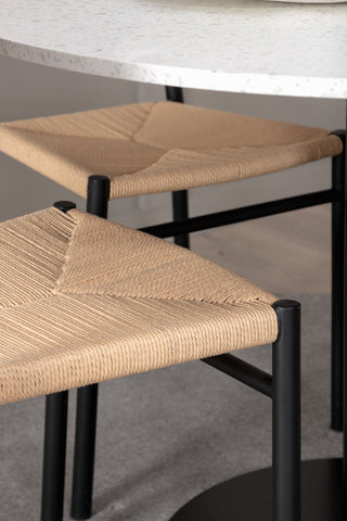 Venture Home Razzia Matbord 106cm -Vit Terazzo / Svart +Polly Steel Matstol 2-pack, K/D, Svart bakljussits _4