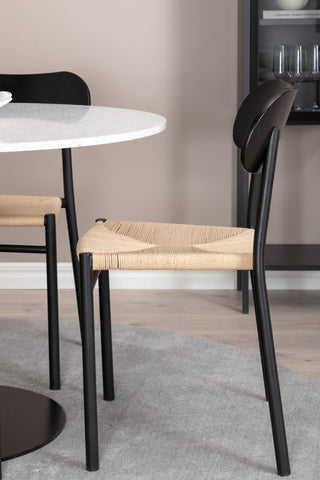 Venture Home Razzia Matbord 106cm -Vit Terazzo / Svart +Polly Steel Matstol 2-pack, K/D, Svart bakljussits _4