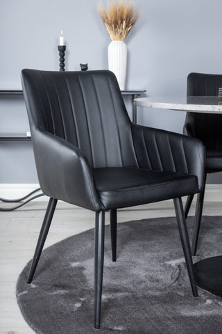 Venture Home Razzia Matbord 106cm -Grå Terazzo / Svart +Comfort - Matstol 2-pack - svart/svart _4