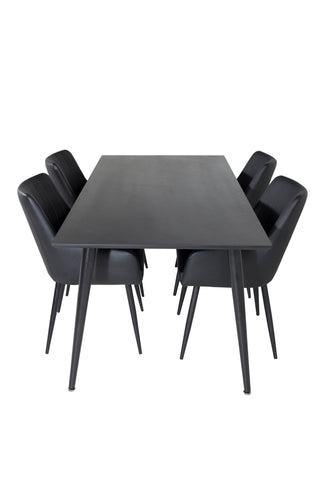 Venture Home Dipp Matbord - 180*90cm - Svart faner / helt svarta ben +Comfort - Matstol 2-pack - svart/svart _4