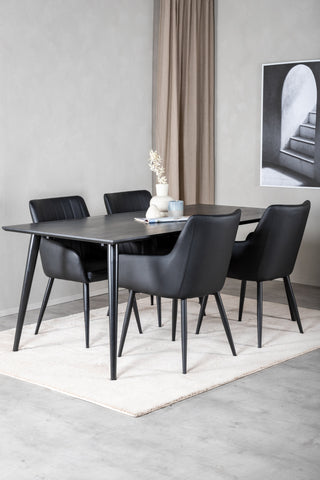 Venture Home Dipp Matbord - 180*90cm - Svart faner / helt svarta ben +Comfort - Matstol 2-pack - svart/svart _4