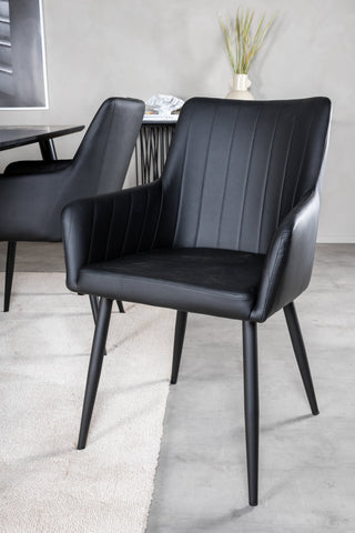 Venture Home Dipp Matbord - 180*90cm - Svart faner / helt svarta ben +Comfort - Matstol 2-pack - svart/svart _4