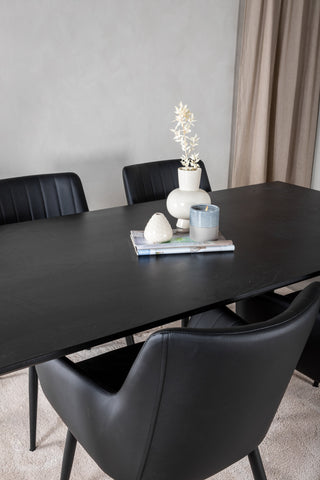Venture Home Dipp Matbord - 180*90cm - Svart faner / helt svarta ben +Comfort - Matstol 2-pack - svart/svart _4