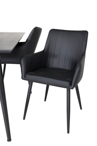 Venture Home Dipp Matbord - 180*90cm - Svart faner / helt svarta ben +Comfort - Matstol 2-pack - svart/svart _4