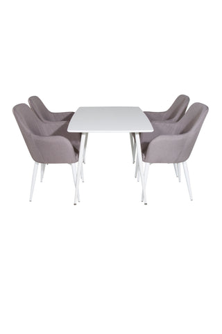 Venture Home Polar Matbord 120 cm - Vit Vit +Komfortstol 2-pack Polargrå - Vita Ben _4
