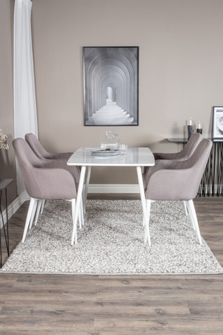 Venture Home Polar Matbord 120 cm - Vit Vit +Komfortstol 2-pack Polargrå - Vita Ben _4