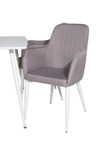 Venture Home Polar Matbord 120 cm - Vit Vit +Komfortstol 2-pack Polargrå - Vita Ben _4