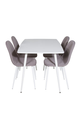 Venture Home Polar Matbord 120 cm - Vit Vit +Polar Matstol - Vit / Mellangrå _4