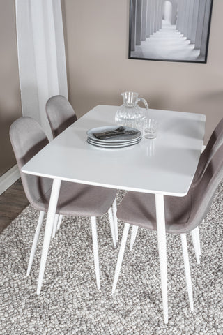 Venture Home Polar Matbord 120 cm - Vit Vit +Polar Matstol - Vit / Mellangrå _4