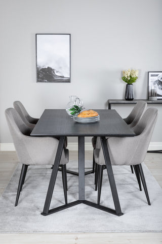 Venture Home Marina Matbord - Svart skiva / Svarta Ben +Komfortstol 2-pack Polargrå - Svarta ben _4
