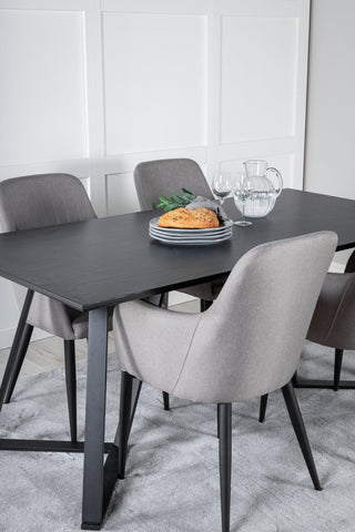 Venture Home Marina Matbord - Svart skiva / Svarta Ben +Komfortstol 2-pack Polargrå - Svarta ben _4