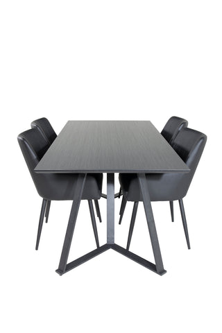 Venture Home Marina Matbord - Svart skiva / Svarta Ben +Comfort - Matstol 2-pack - svart/svart _4