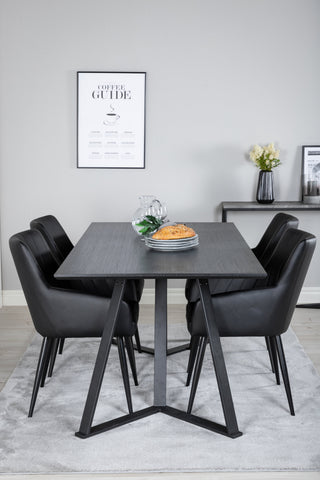Venture Home Marina Matbord - Svart skiva / Svarta Ben +Comfort - Matstol 2-pack - svart/svart _4