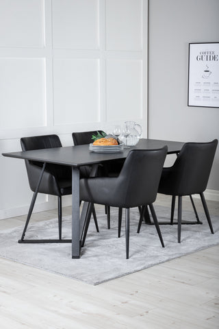 Venture Home Marina Matbord - Svart skiva / Svarta Ben +Comfort - Matstol 2-pack - svart/svart _4