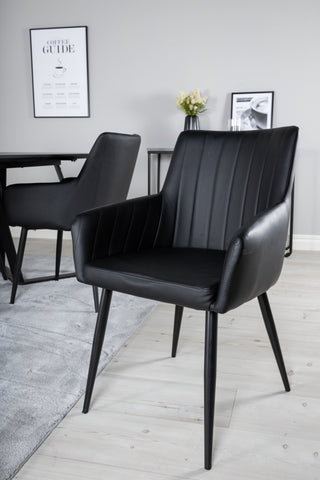 Venture Home Marina Matbord - Svart skiva / Svarta Ben +Comfort - Matstol 2-pack - svart/svart _4