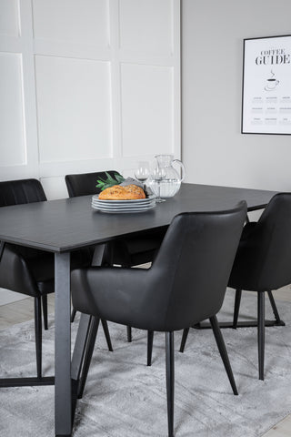 Venture Home Marina Matbord - Svart skiva / Svarta Ben +Comfort - Matstol 2-pack - svart/svart _4