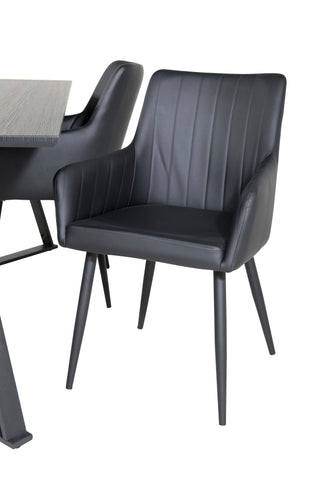 Venture Home Marina Matbord - Svart skiva / Svarta Ben +Comfort - Matstol 2-pack - svart/svart _4