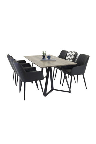 Venture Home Marina Matbord - 180*90*H75 - Grå / Svart +Comfort - Matstol 2-pack - svart/Svart _6