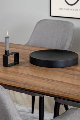 Venture Home Inca Matbord - 160/200*85*H75 - Ek / Svart +Komfortstol 2-pack Polargrå - Svarta Ben _4