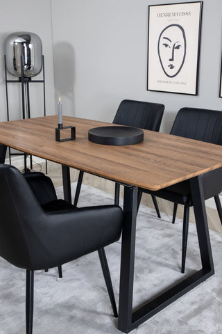 Venture Home Inca Matbord - 160/200*85*H75 - Ek / Svart +Comfort - Matstol 2-pack - svart/Svart _4