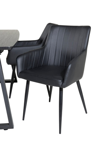 Venture Home Inca förlängningsbord - Svart topp / svarta ben + Comfort - Matstol 2-pack - svart/svart _4