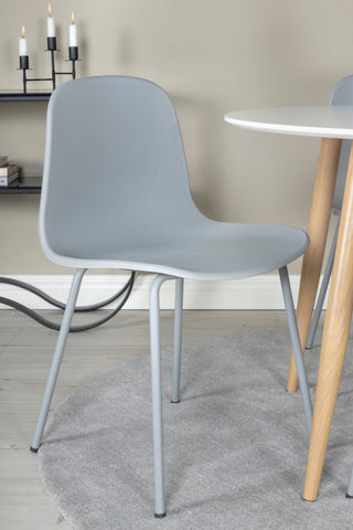 Venture Home Plaza Runt Matbord - Ek-Look / Vit - ø100*H75 +Arctic Dining Chair - Grå Ben - Grå Plast _4