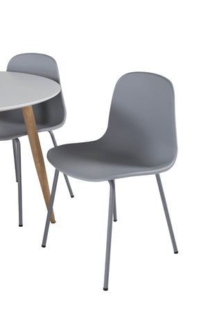 Venture Home Plaza Runt Matbord - Ek-Look / Vit - ø100*H75 +Arctic Dining Chair - Grå Ben - Grå Plast _4