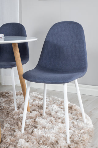 Venture Home Plaza Runt Matbord - Ek-Look / Vit - ø100*H75 +Polar Matbordsstol - Vita ben - Blått tyg _4