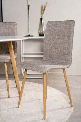 Venture Home Plaza Runt Matbord - Ek-Look / Vit - ø100*H75 +Windu Lyx Matbordsstol - Ek-Look / Ljusgrå _4