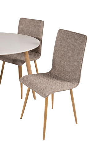 Venture Home Plaza Runt Matbord - Ek-Look / Vit - ø100*H75 +Windu Lyx Matbordsstol - Ek-Look / Ljusgrå _4