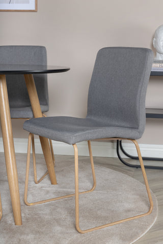 Venture Home Plaza Runt Matbord - Ek-Look / Svart - ø100*H75 +Mace Matstol - Ek-Look / Mellangrå _4