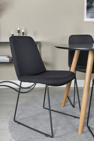 Venture Home Plaza Runt Matbord - Ek-Look / Svart - ø100*H75 +Muce Matbordsstol - Svarta Ben - Svart Tyg _4