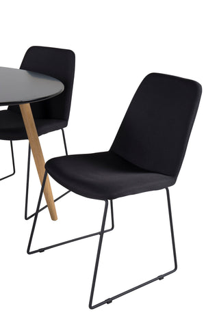 Venture Home Plaza Runt Matbord - Ek-Look / Svart - ø100*H75 +Muce Matbordsstol - Svarta Ben - Svart Tyg _4
