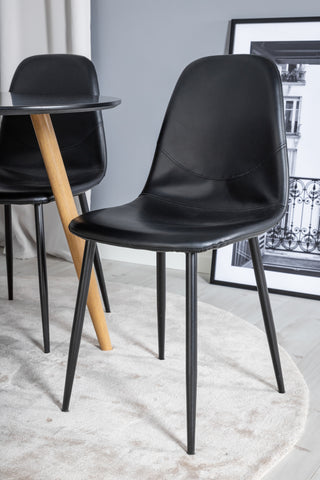 Venture Home Plaza Runt Matbord - Ek-Look / Svart - ø100*H75 +Polar Matbordsstol Svart PU _4