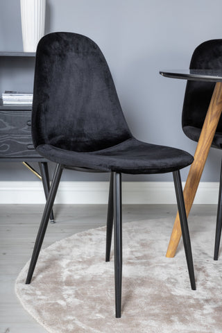Venture Home Plaza Runt Matbord - Ek-Look / Svart - ø100*H75 +Polar Dining Chair - Svarta ben / Black Velvet _4